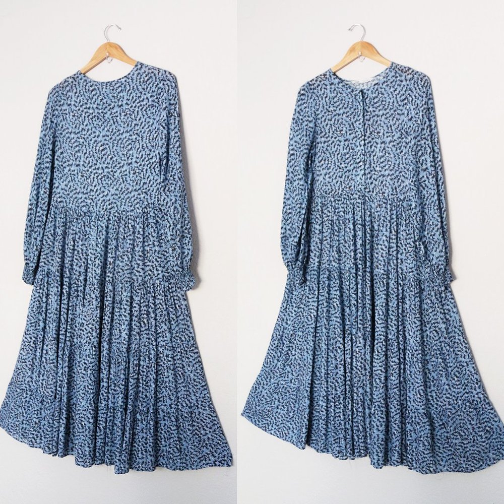 Zara Blue Angel Long Sleeve Prairie Tiered Midi Maxi Dress S Blogger's Favorite - Picture 3 of 15